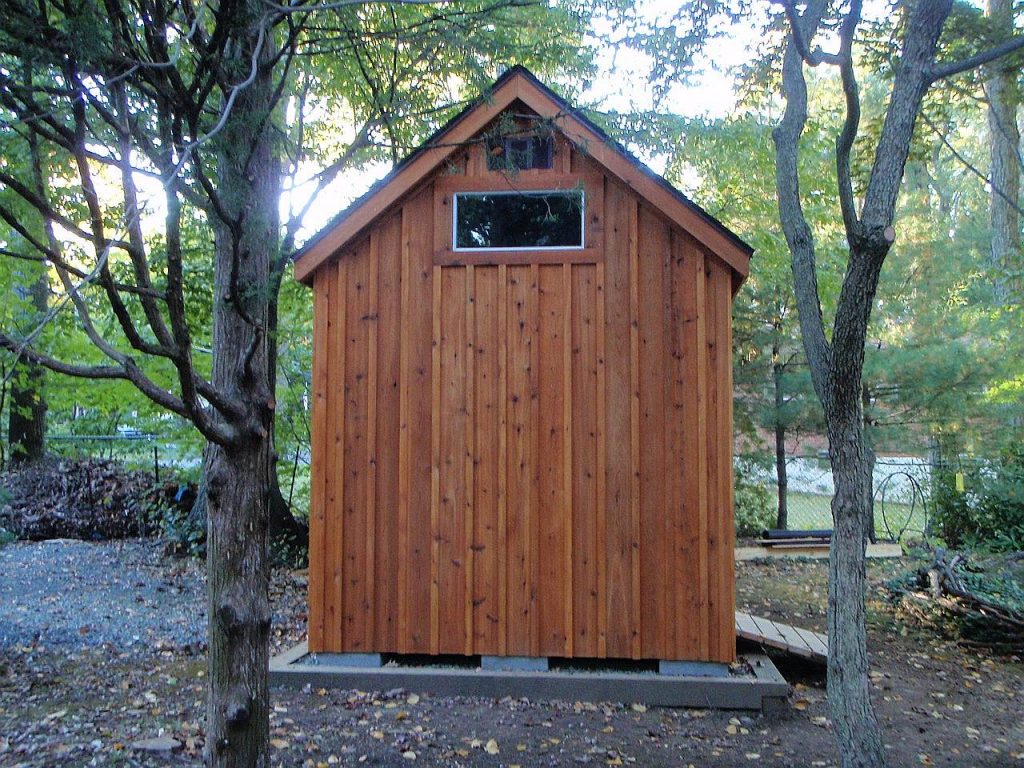 Cedar Board & Batten Storage Shed (side, vent, side-lite)