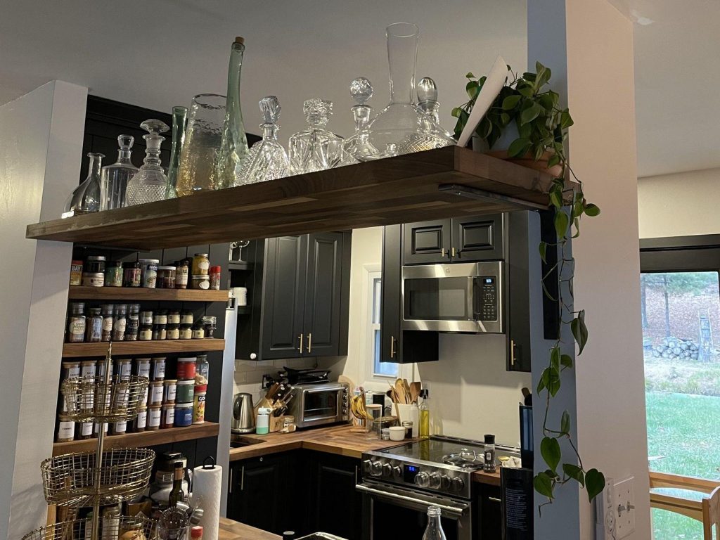 CUSTOM OVERHEAD SHELF & SPICE RACKS